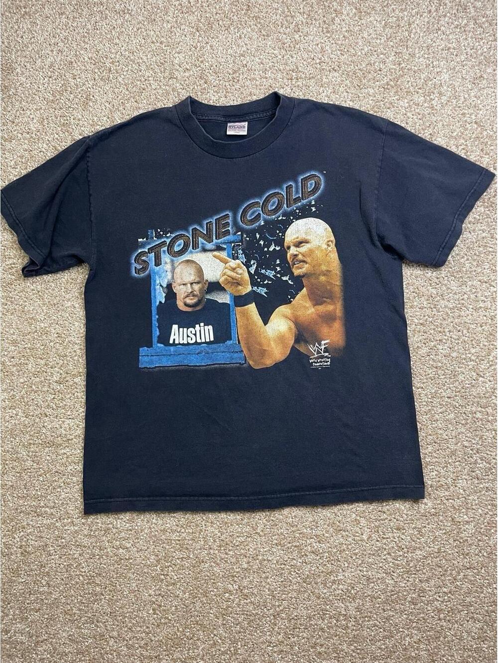 VTG Stone Cold Steve Austin Tee Shirt sz Large WWE WWF Wrestling 1998 the Rock